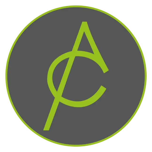Logo officiel d’Alice, cheffe à domicile, avec les initiales AC sur fond noir