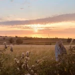 Coucher de soleil sur la campagne drômoise, source d’inspiration pour la cuisine d’Alice, cheffe privée